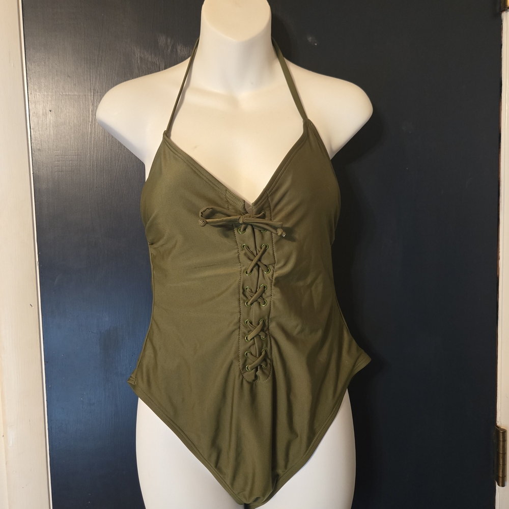 Green Lace Front Swimsuit